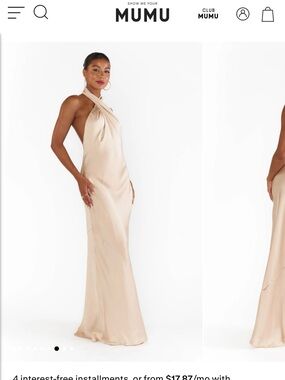 Show Me Your MuMu Champagne Jasmin Halter Satin Halter Maxi Dress